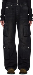 MISBHV Black Faded Denim Cargo Pants