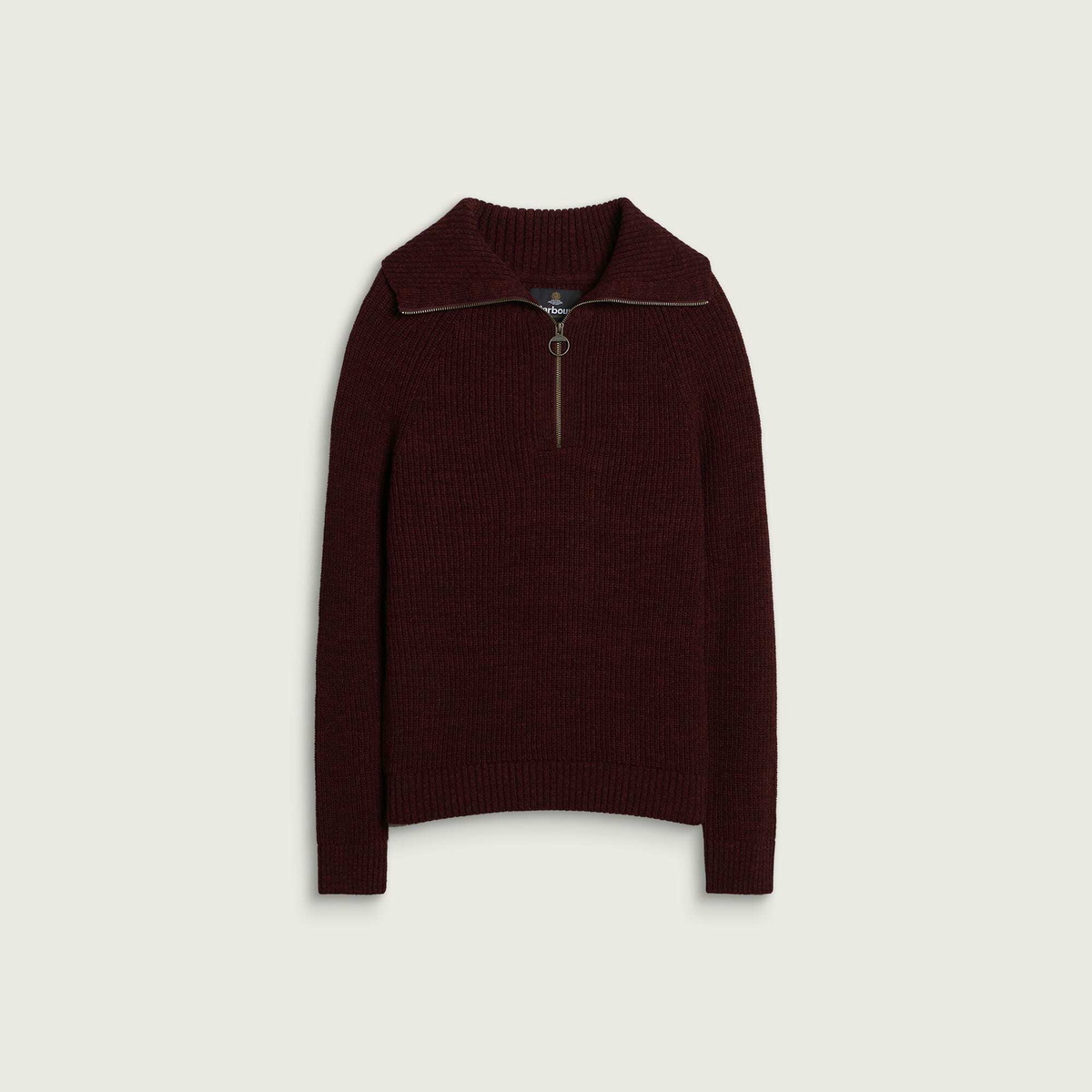 Barbour Men's Riggbay Knitted Half Zip Jumper in Chestnut