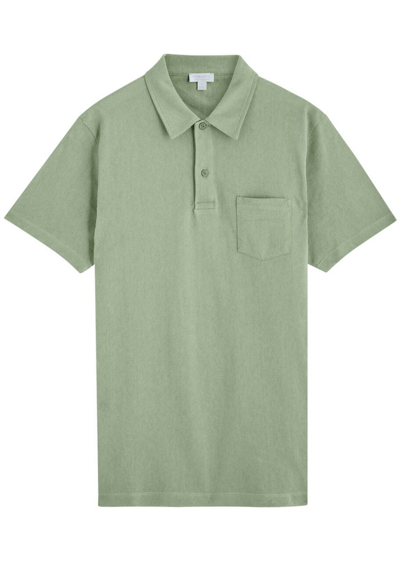 Photo: Sunspel Riviera Woven Cotton Polo Shirt Light Green