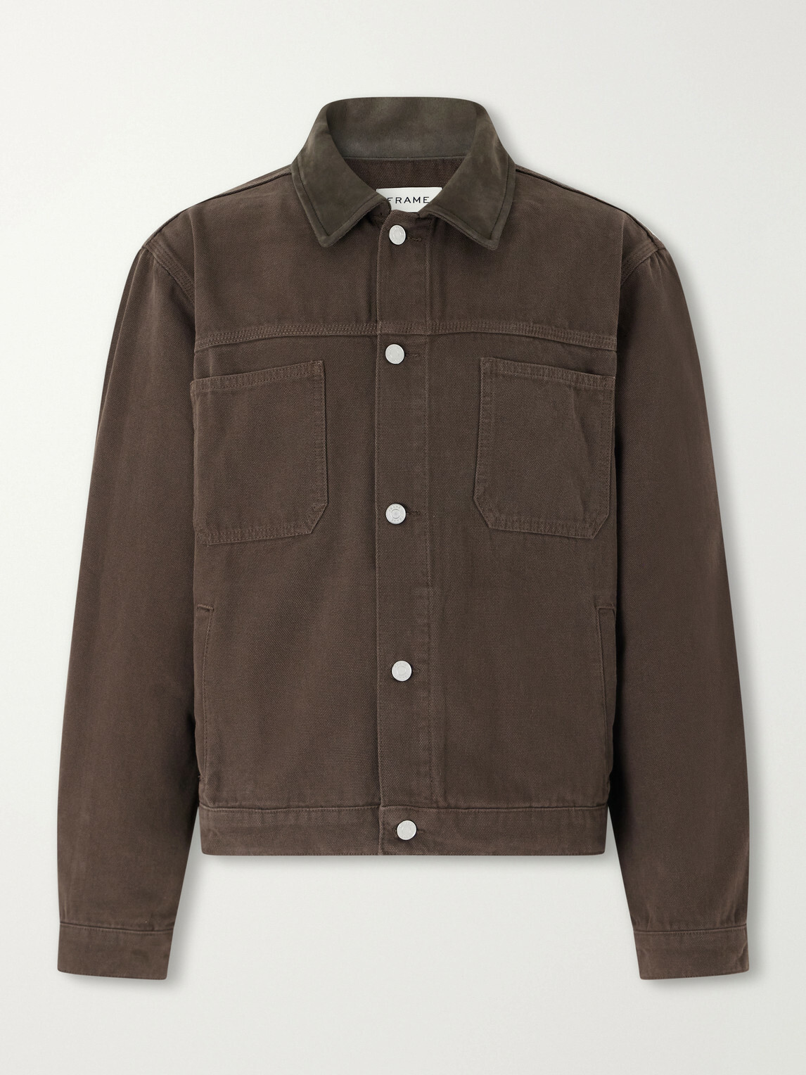 FRAME - Suede-Trimmed Cotton-Canvas Jacket - Brown