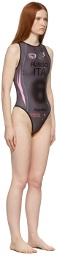 Paolina Russo SSENSE Exclusive Grey One-Piece Printed Swimsuit