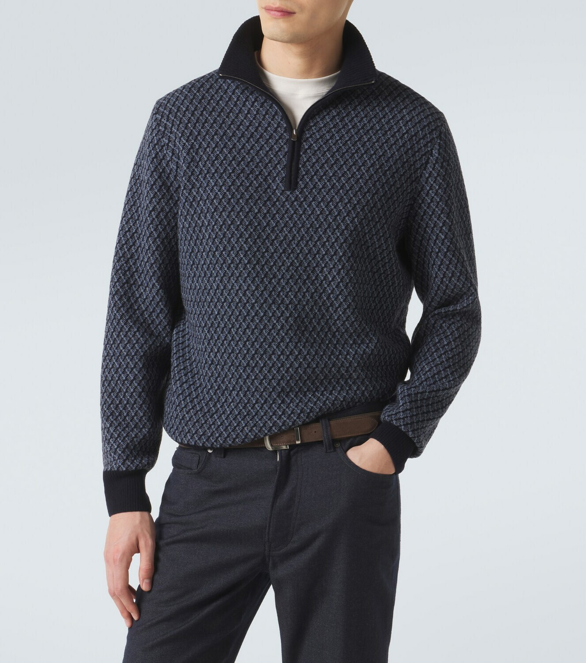Agnona Cashmere, wool, and silk half-zip sweater