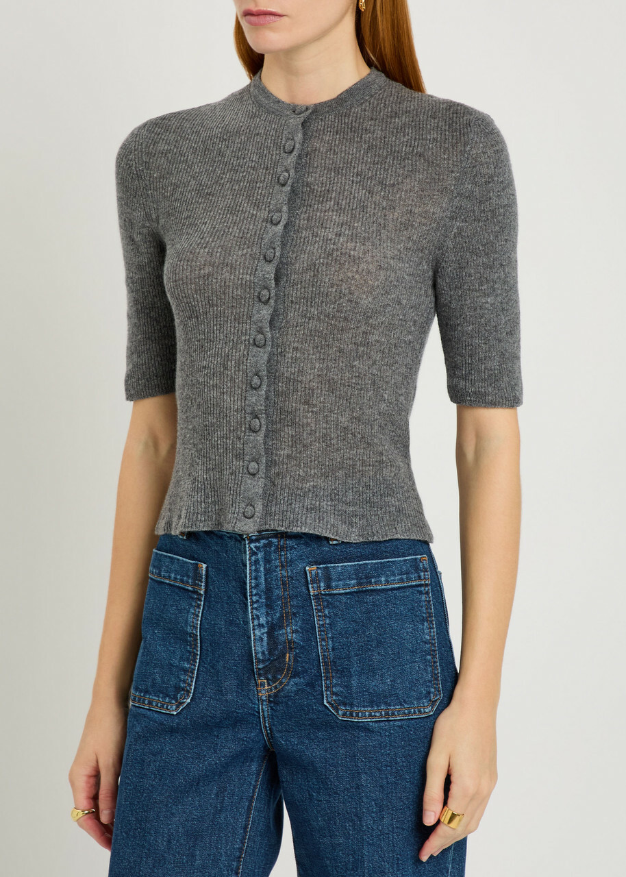 Citizens OF Humanity Tabitha Ribbed Wool and Cashmere-blend Cardigan Charcoal