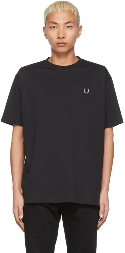 Photo: Raf Simons Black Fred Perry Edition Oversized Laurel Detail T-Shirt