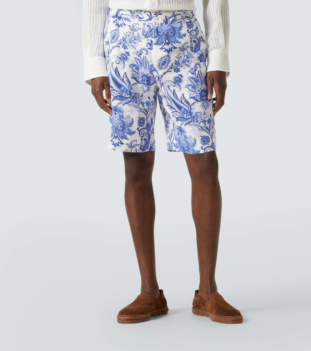 Etro Printed linen Bermuda shorts