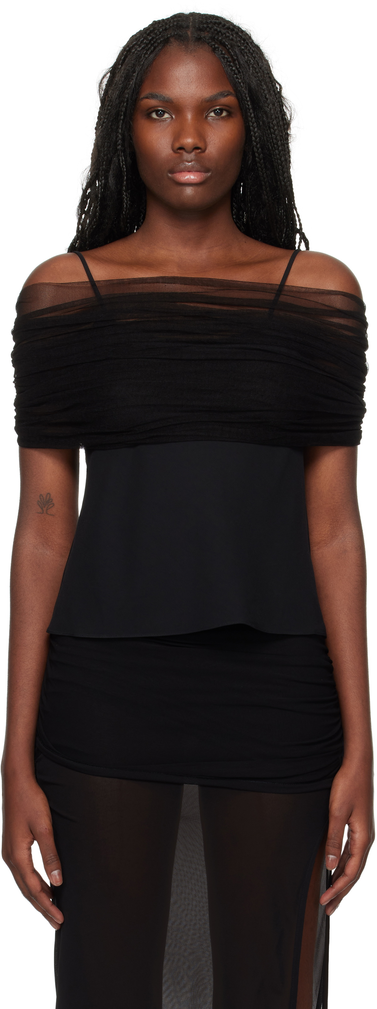Christopher Esber Black Veiled Shawl Camisole