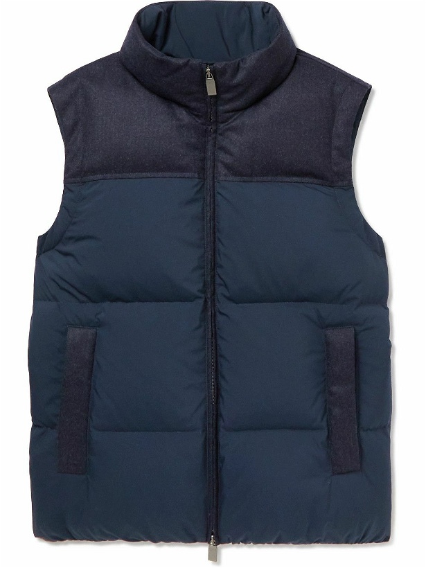 Photo: Canali - Quilted Panelled Wool Down Gilet - Blue
