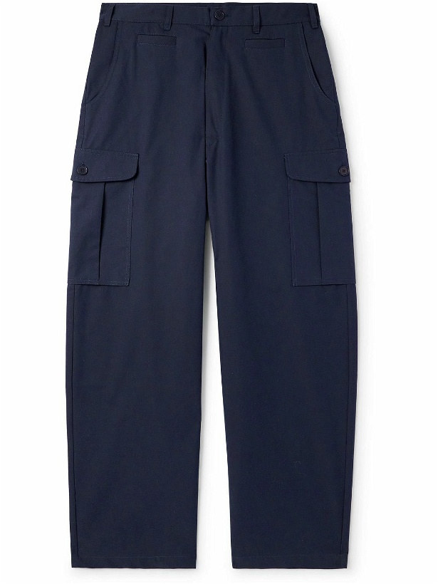 Photo: SKY HIGH FARM - Logo-Appliquéd Cotton-Twill Cargo Trousers - Blue