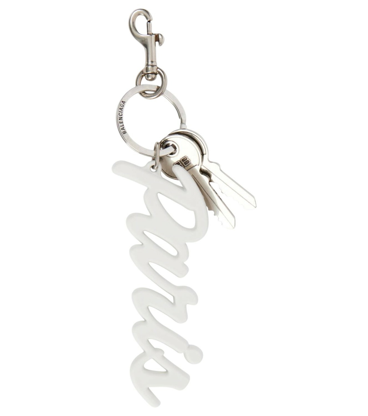 Balenciaga Silver Typo Keychain Balenciaga