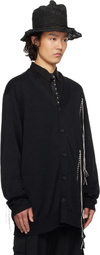 YOHJI YAMAMOTO Black 10G Plated Crossed Pattern Cardigan