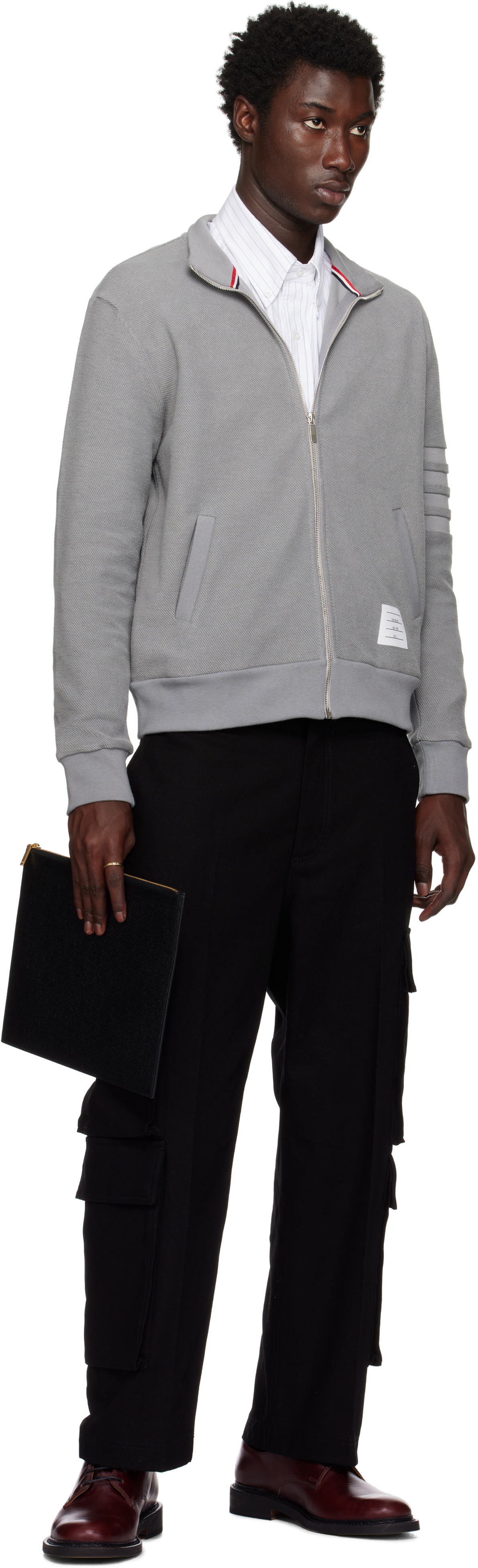 Thom Browne Black Pebble Grain Large Document Holder