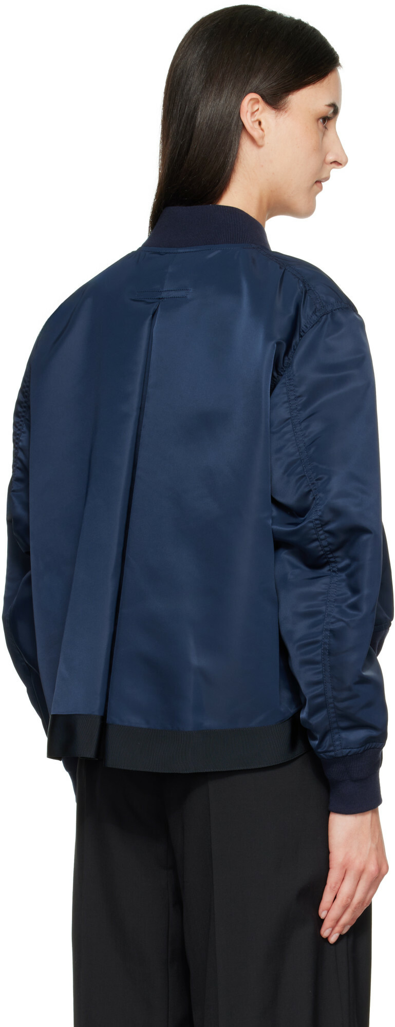 sacai Navy Nylon Twill Blouson Bomber Jacket
