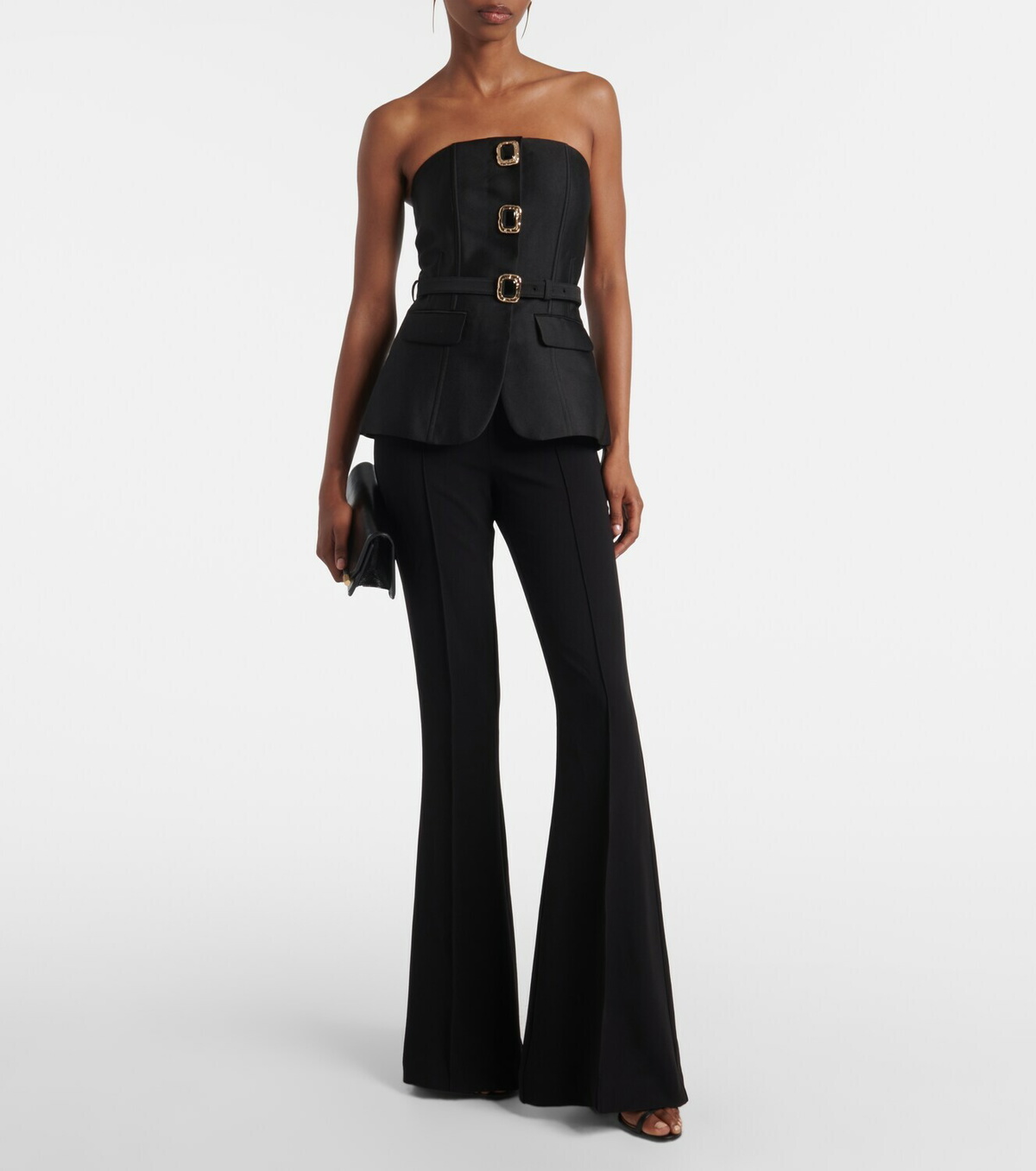 Self-Portrait Embellished strapless taffeta jumpsuit