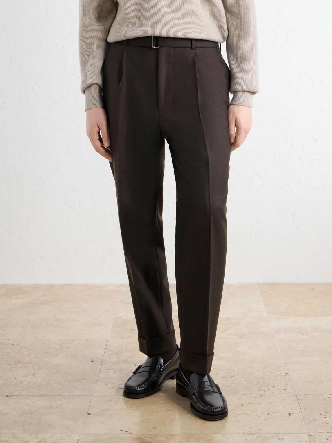 Officine Générale - Hugo Tapered Virgin Wool-Twill Suit Trousers - Brown
