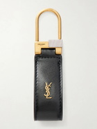 SAINT LAURENT - Tiny Cassandre Logo-Embellished Leather and Gold-Tone Key Fob