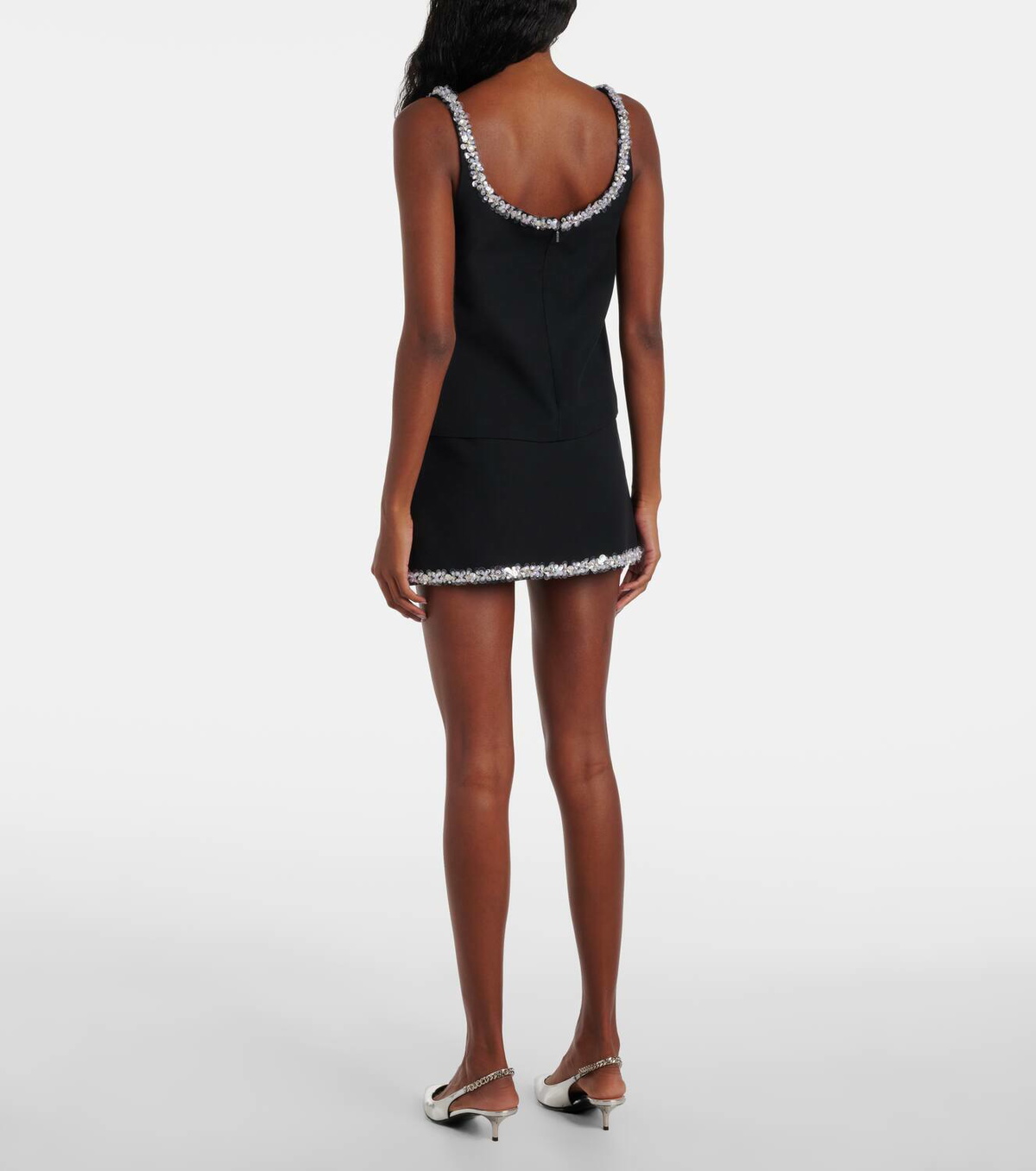 Gucci Sequined silk and wool crêpe cady tank top Gucci