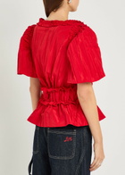 Damson Madder Everly Ruffled Taffeta Blouse Red