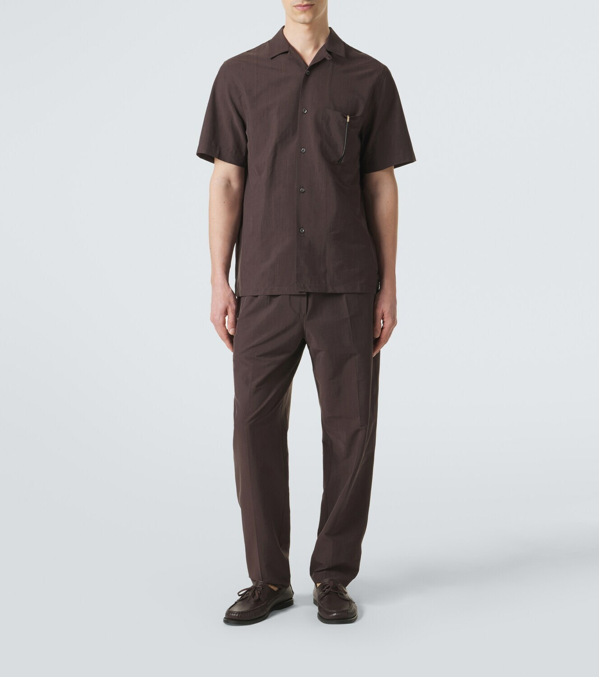 Umit Benan Havana silk-blend bowling shirt