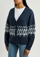 Kitri Felicia Fair Isle Knitted Cardigan Navy