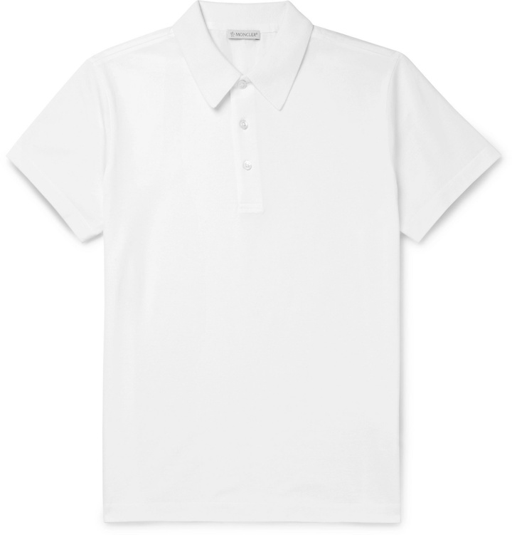 Photo: Moncler - Cotton-Piqué Polo Shirt - White