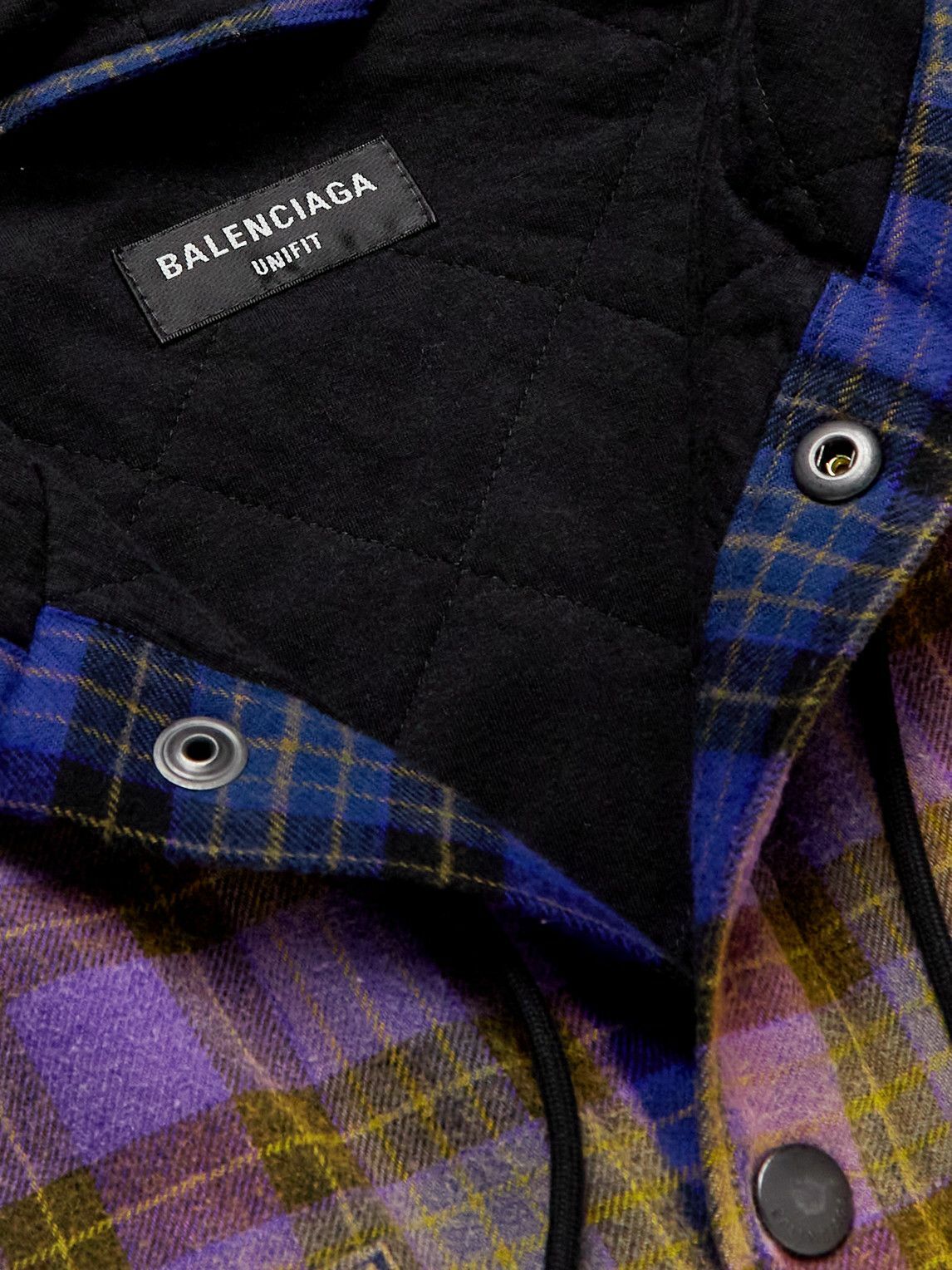 Balenciaga - Oversized Bleached Checked Cotton-Flannel Hooded