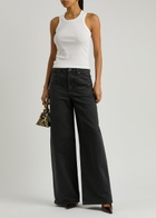 Self-portrait Bow-embossed Wide-leg Jeans Denim