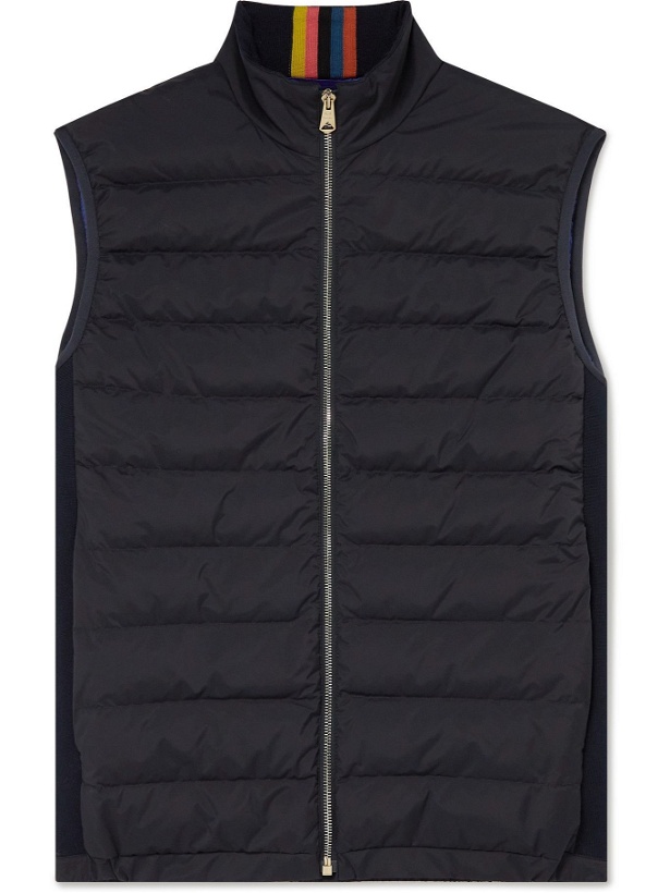 Photo: PAUL SMITH - Cotton-Panelled Quilted Shell Down Gilet - Blue