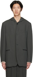 Acne Studios Green Hooded Single-Breasted Blazer