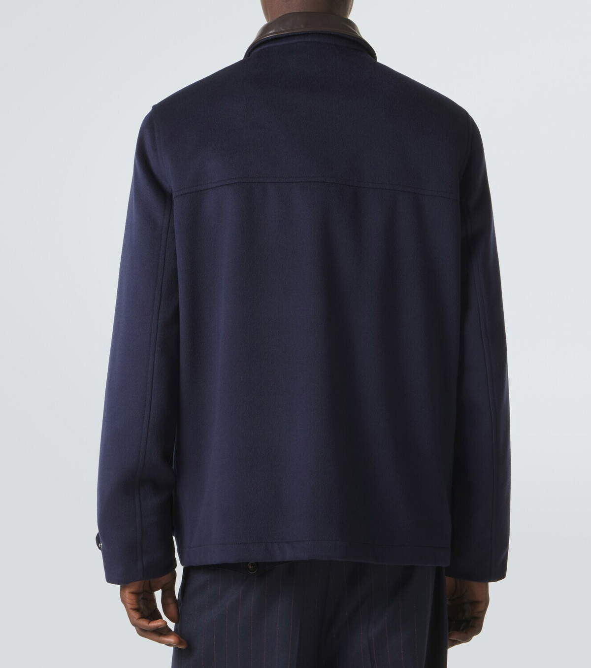 Brunello Cucinelli Leather-trimmed wool jacket