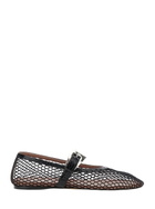 Paris Texas sveva Black Ballet Flats With Mesh Design And Buckle Closure In Fabric And Leather Woman