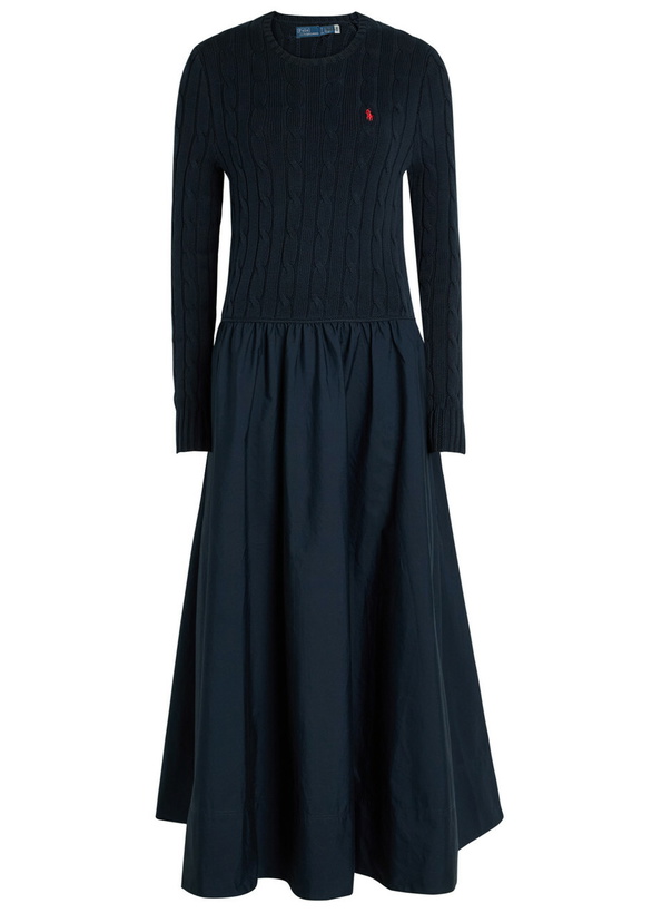 Photo: Polo Ralph Lauren Logo Stretch-cotton Midi-dress Navy