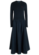 Polo Ralph Lauren Logo Stretch-cotton Midi-dress Navy