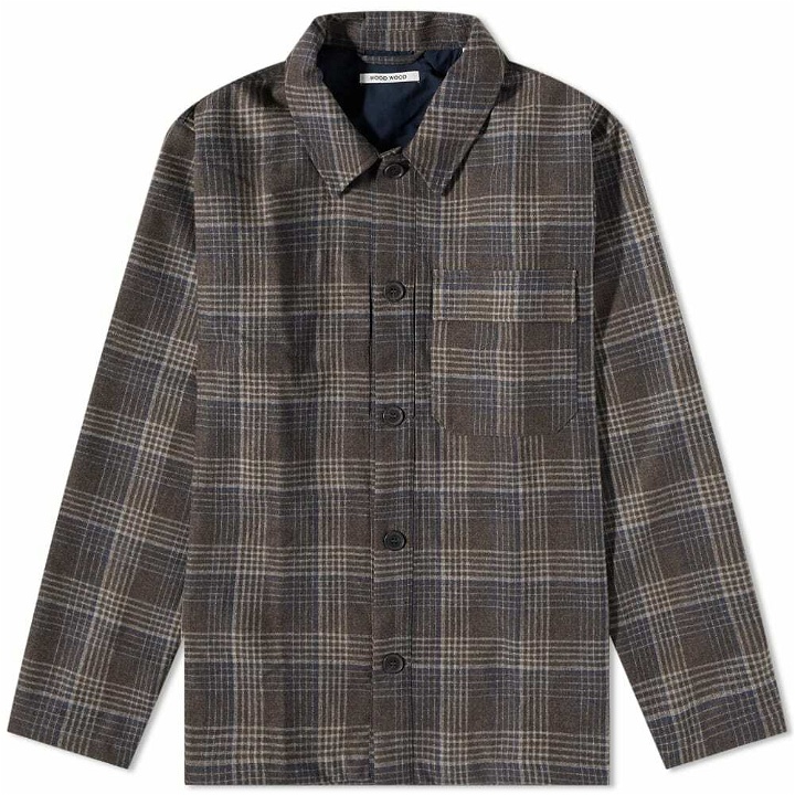 Photo: Wood Wood Men's Clive Wool Check Overshirt in Taupe