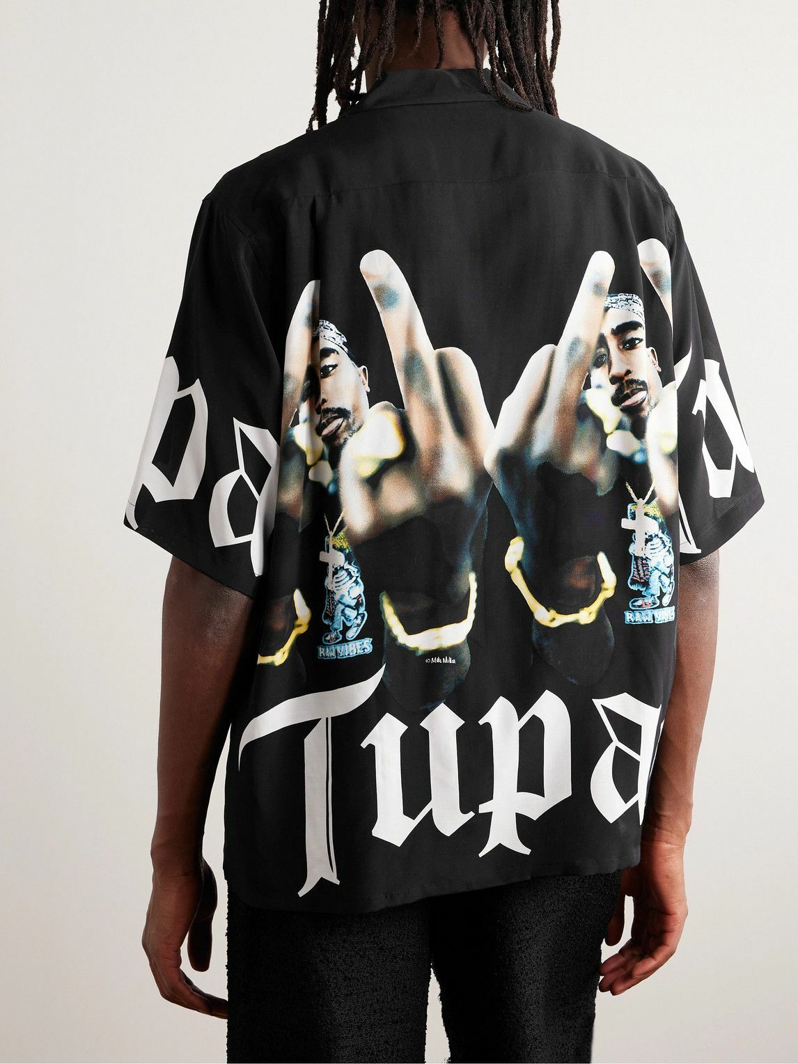 Wacko Maria - Tupac Camp-Collar Printed Satin Shirt - Black