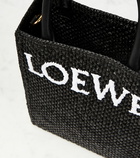 Loewe - Leather-trimmed raffia tote bag