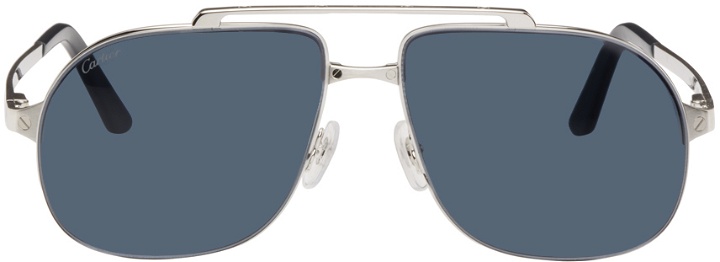 Photo: Cartier Silver Santos De Cartier Aviator Sunglasses