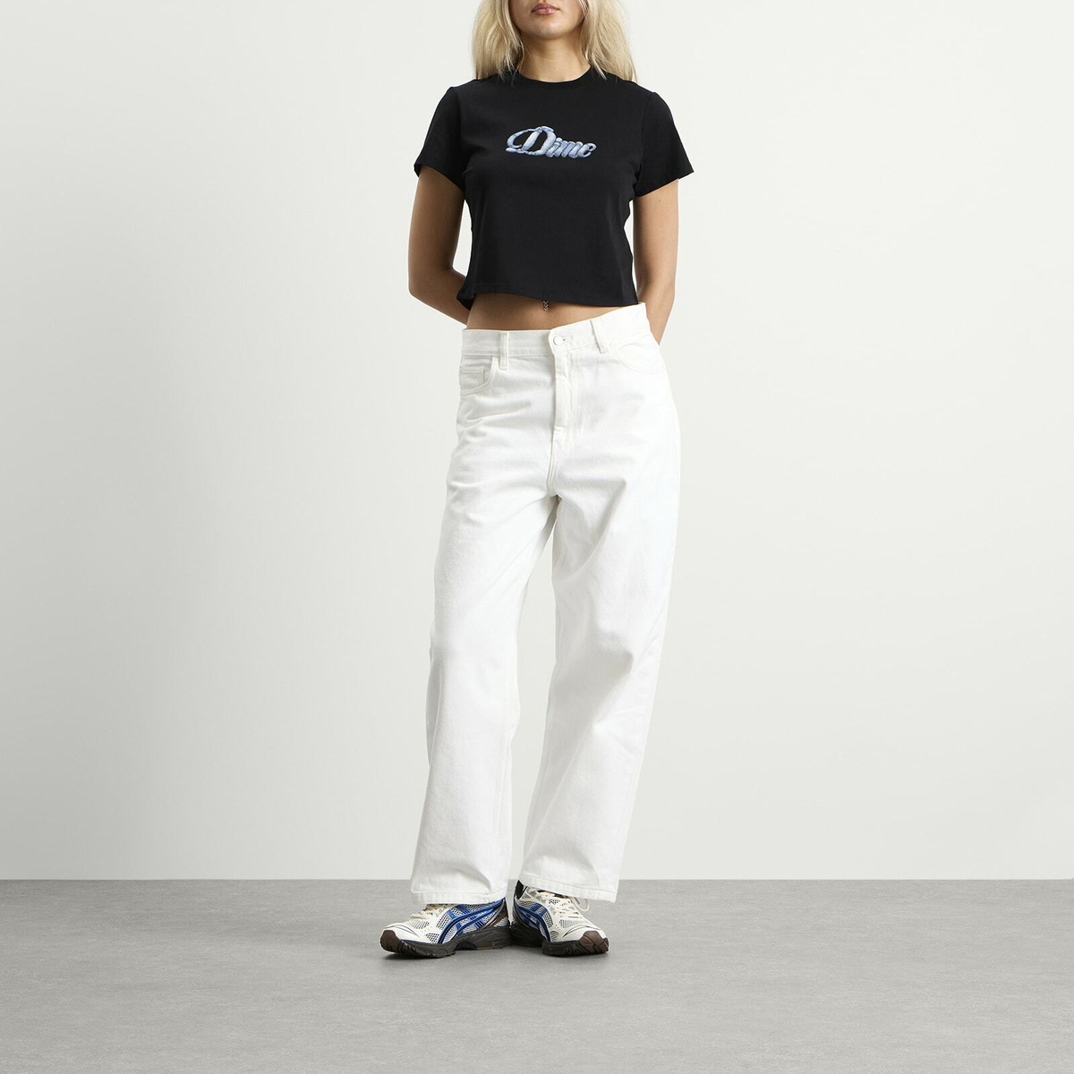 Dime Women's Cursive Denim T-Shirt in Black