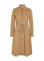 Moncler Drawstring Poplin Midi Shirt Dress Beige