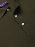 RALPH LAUREN PURPLE LABEL - Logo-Embroidered Mercerised Cotton-Piqué Polo Shirt - Green