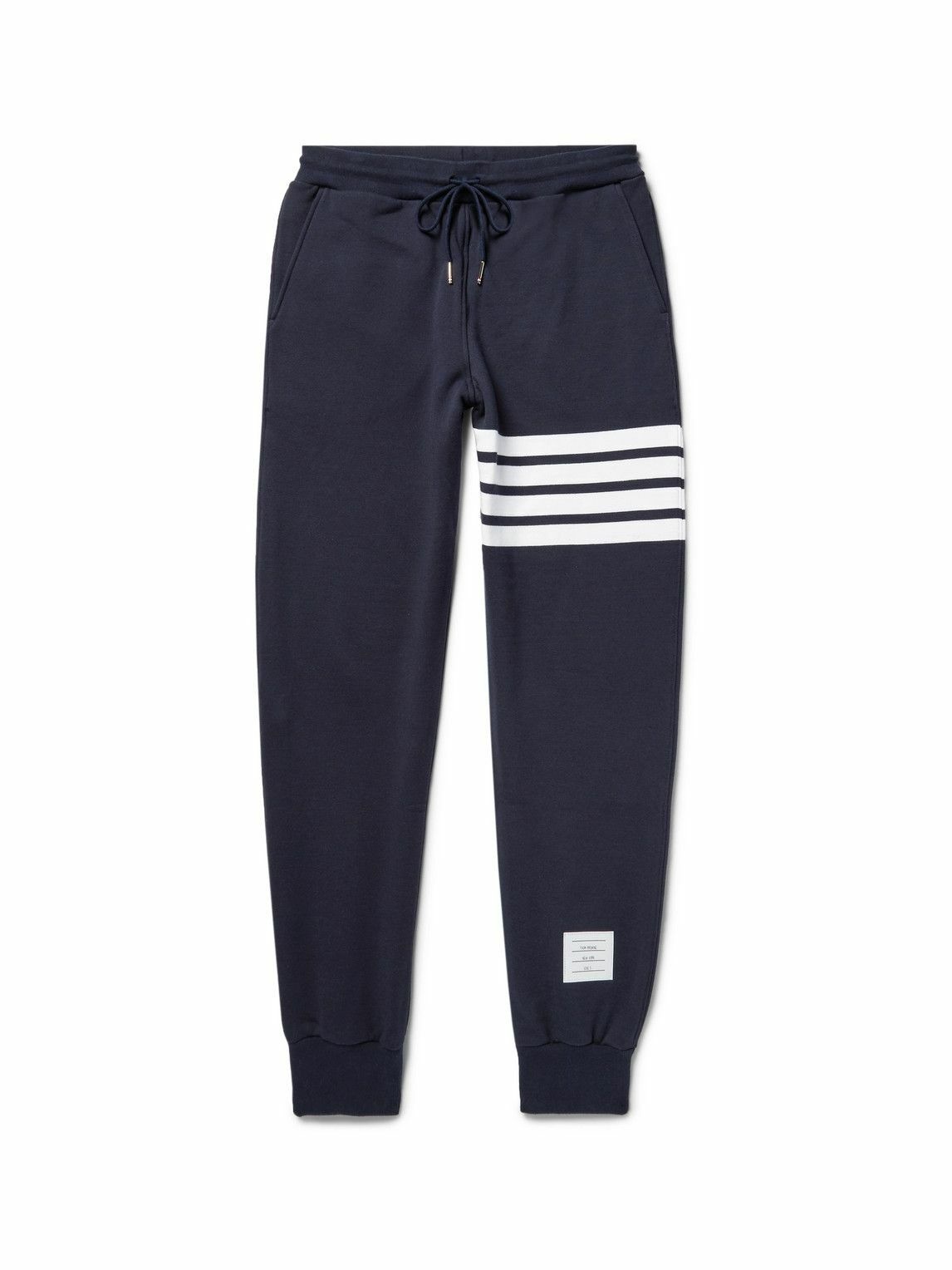 Photo: Thom Browne - Tapered Striped Loopback Cotton-Jersey Sweatpants - Blue
