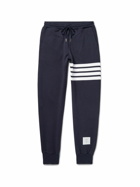 Thom Browne - Tapered Striped Loopback Cotton-Jersey Sweatpants - Blue