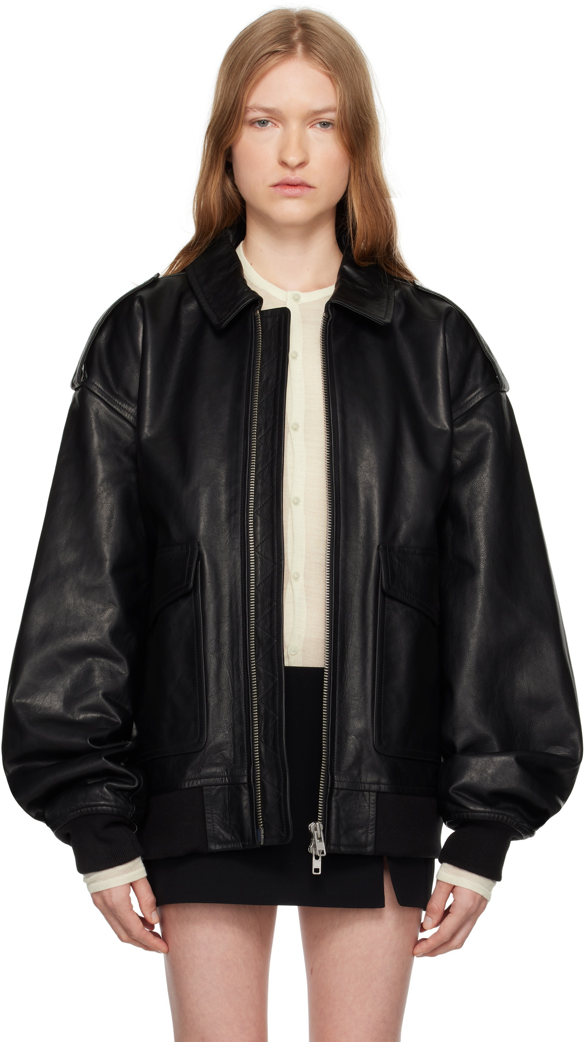 The Frankie Shop ライダースジャケット Chicago Oversized Biker Jacket - Black – The Frankie Shop