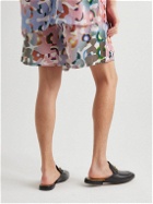 Lost Daze - Rainbow Radial Wide-Leg Printed Satin Drawstring Shorts - Multi