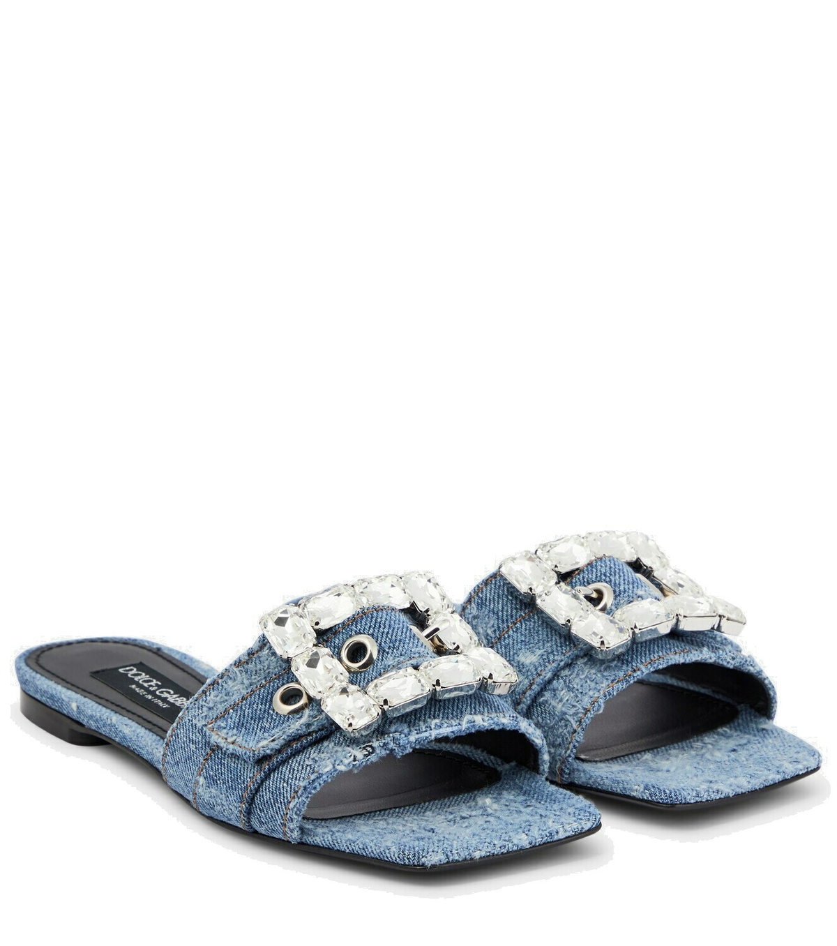 Dolce & Gabbana Green Crystal Fur Embellished Sandals Shoes