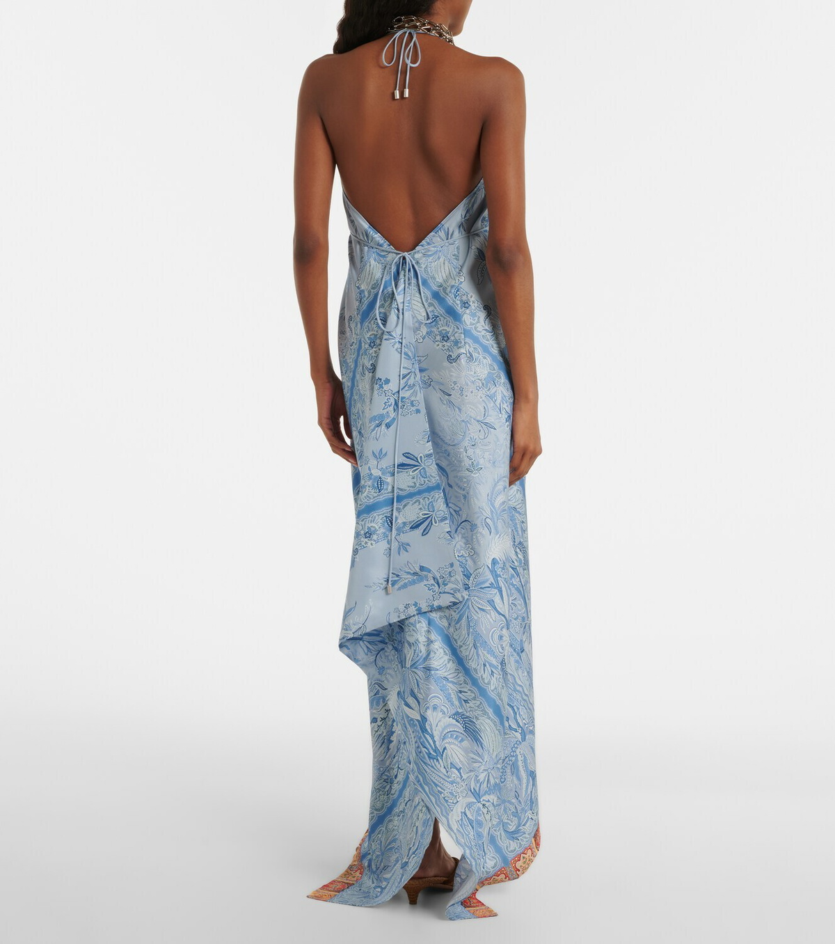 Etro Paisley asymmetric silk maxi dress