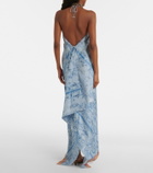 Etro Paisley asymmetric silk maxi dress