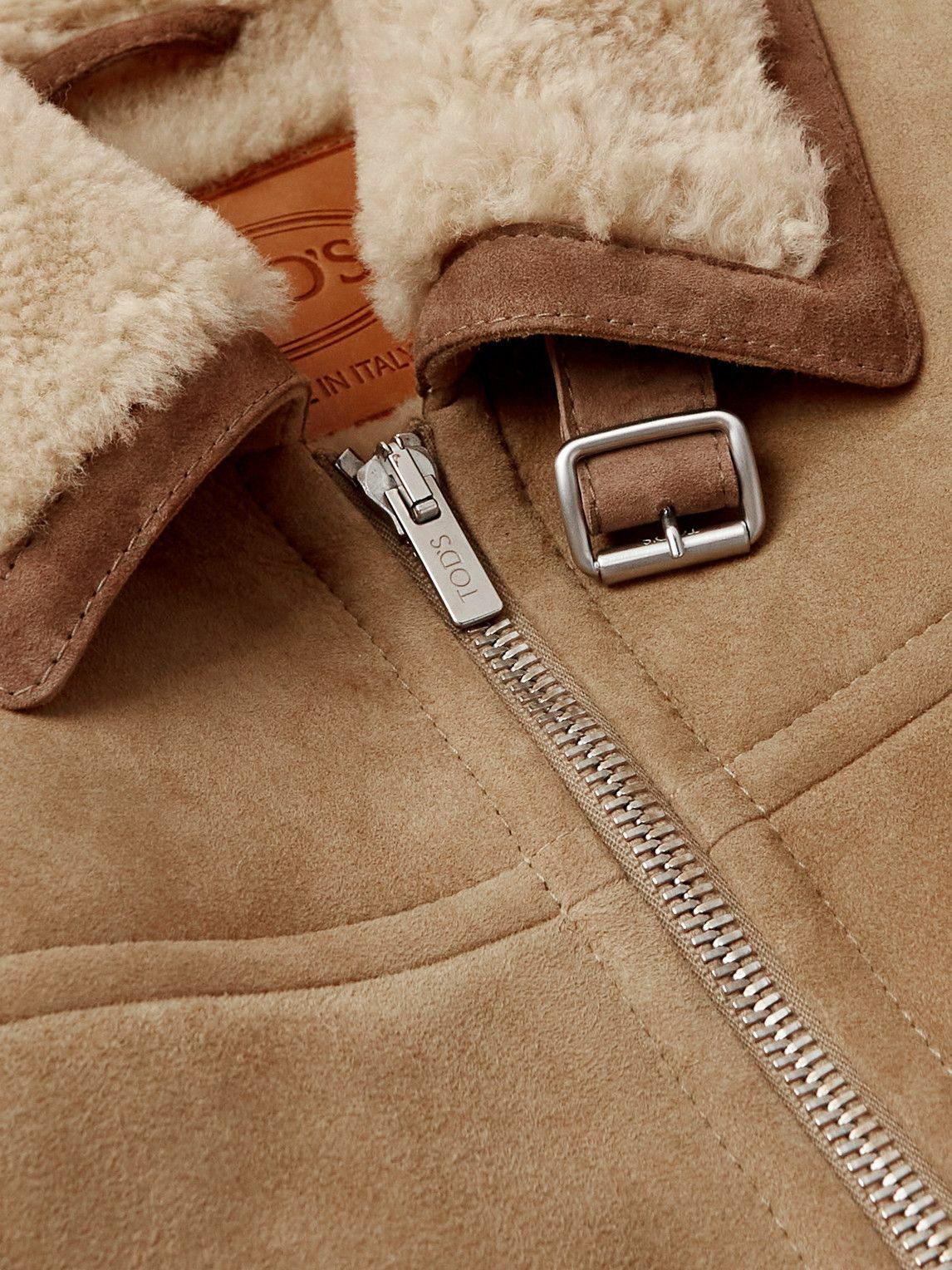 Tod's - Shearling-Lined Suede Bomber Jacket - Brown Tod's
