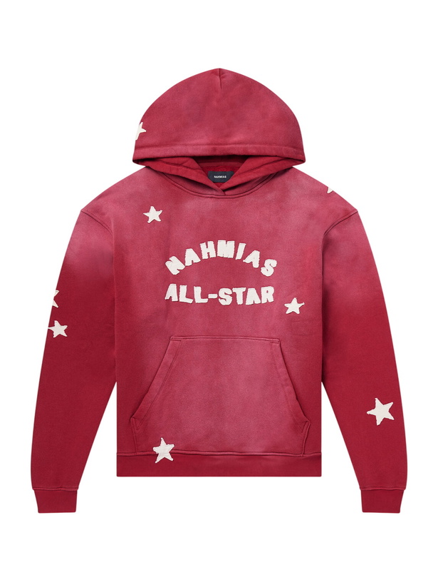 Photo: NAHMIAS - All Star Printed Cotton-Jersey Hoodie - Red