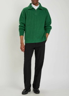 The Elder Statesman Clemente Half-zip Ribbed Cashmere Jumper Dark Green