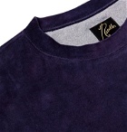 Needles - Logo-Embroidered Tie-Dyed Cotton-Blend Velour T-Shirt - Purple